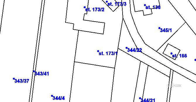 Parcela st. 173/1 v KÚ Lesnice, Katastrální mapa
