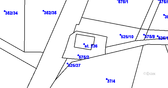 Parcela st. 236 v KÚ Lesnice, Katastrální mapa