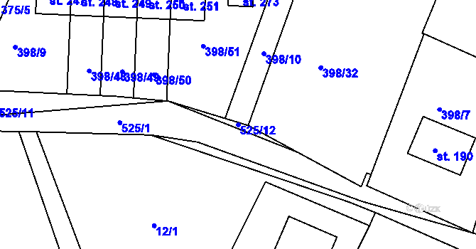 Parcela st. 525/12 v KÚ Lesnice, Katastrální mapa