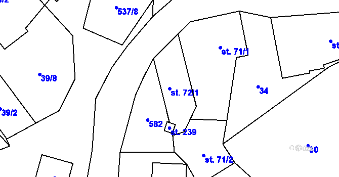 Parcela st. 72/1 v KÚ Lesnice, Katastrální mapa