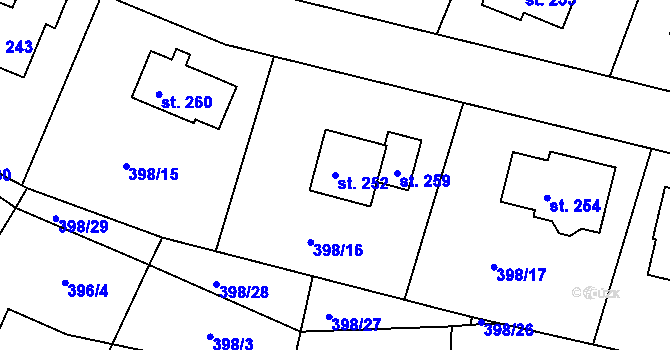 Parcela st. 252 v KÚ Lesnice, Katastrální mapa