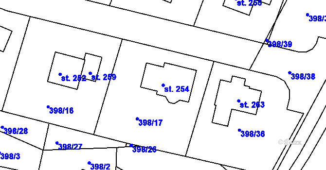 Parcela st. 254 v KÚ Lesnice, Katastrální mapa