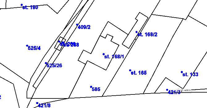 Parcela st. 168/1 v KÚ Lesnice, Katastrální mapa