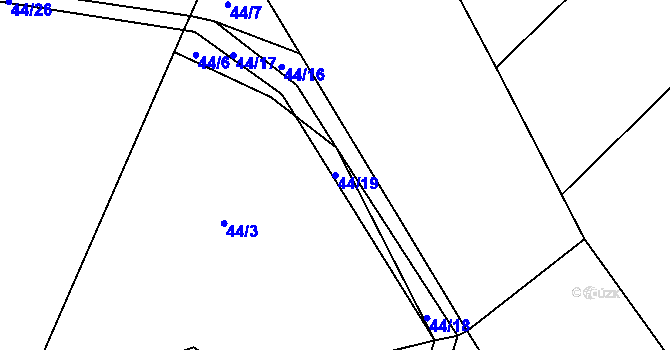 Parcela st. 44/19 v KÚ Lesnice, Katastrální mapa