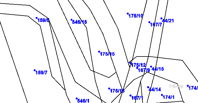 Parcela st. 175/15 v KÚ Lesnice, Katastrální mapa