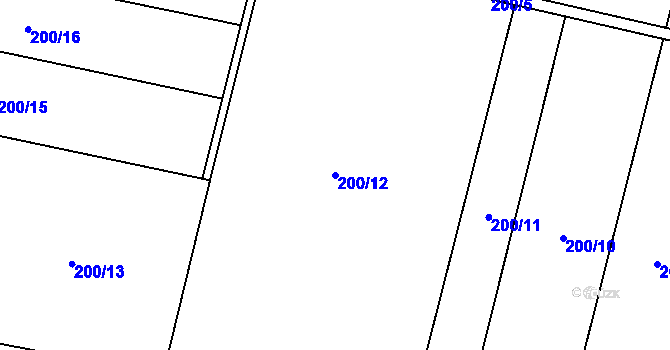Parcela st. 200/12 v KÚ Lesnice, Katastrální mapa