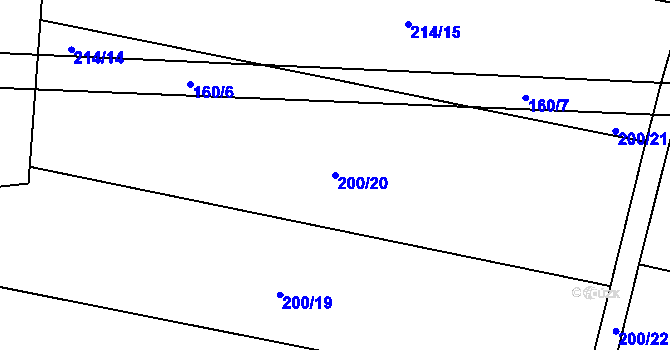 Parcela st. 200/20 v KÚ Lesnice, Katastrální mapa