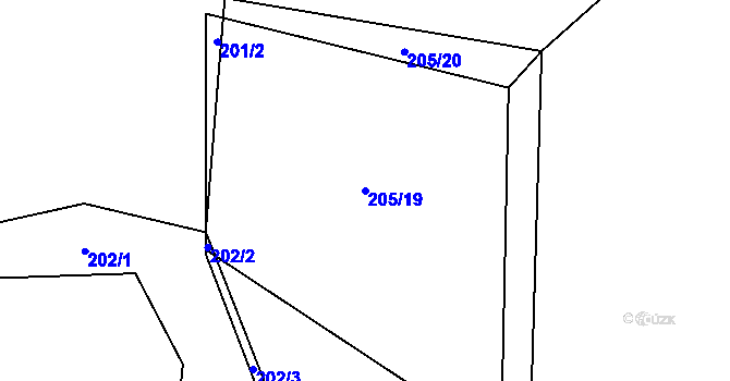 Parcela st. 205/19 v KÚ Lesnice, Katastrální mapa