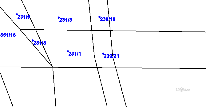 Parcela st. 239/21 v KÚ Lesnice, Katastrální mapa