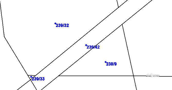 Parcela st. 239/42 v KÚ Lesnice, Katastrální mapa