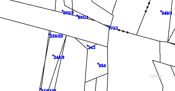 Parcela st. 243 v KÚ Lesnice, Katastrální mapa