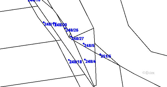 Parcela st. 248/5 v KÚ Lesnice, Katastrální mapa
