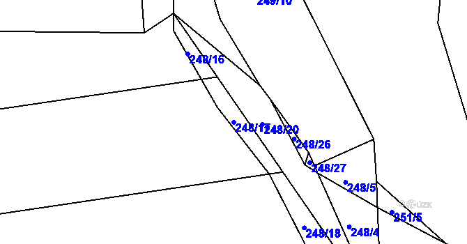 Parcela st. 248/17 v KÚ Lesnice, Katastrální mapa