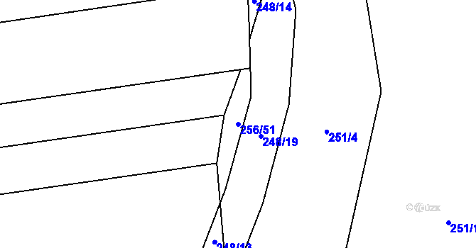 Parcela st. 256/51 v KÚ Lesnice, Katastrální mapa