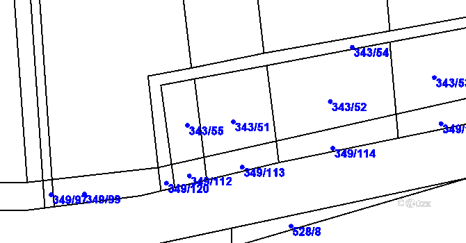 Parcela st. 343/51 v KÚ Lesnice, Katastrální mapa