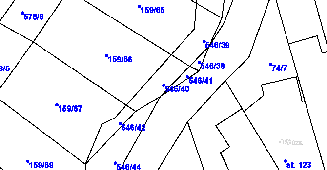 Parcela st. 546/40 v KÚ Lesnice, Katastrální mapa