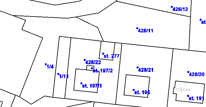 Parcela st. 277 v KÚ Lesnice, Katastrální mapa