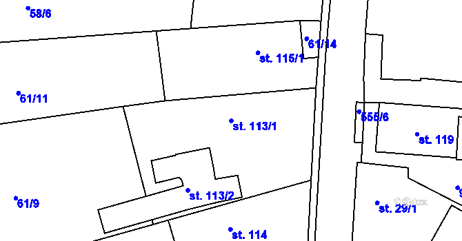 Parcela st. 113/1 v KÚ Lesnice, Katastrální mapa