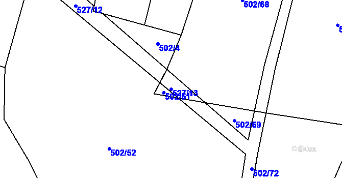 Parcela st. 527/13 v KÚ Lesonice, Katastrální mapa