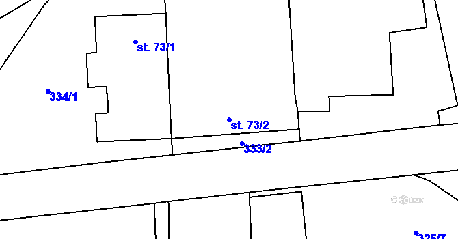 Parcela st. 73/2 v KÚ Lesonice, Katastrální mapa