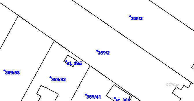 Parcela st. 369/2 v KÚ Lesonice, Katastrální mapa