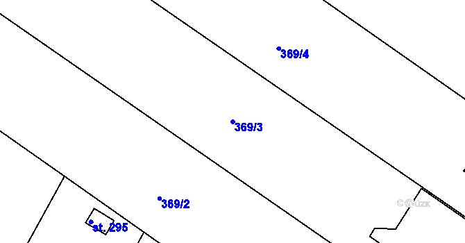Parcela st. 369/3 v KÚ Lesonice, Katastrální mapa