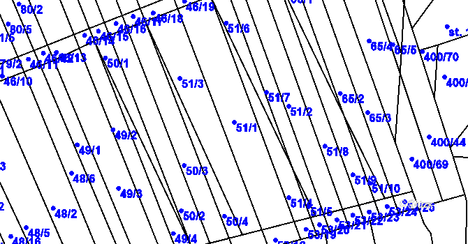 Parcela st. 51/1 v KÚ Lesonice u Moravského Krumlova, Katastrální mapa