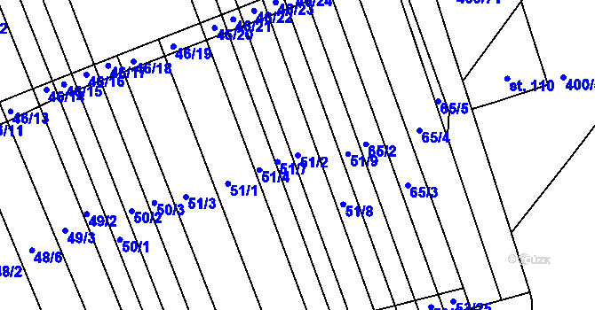 Parcela st. 51/2 v KÚ Lesonice u Moravského Krumlova, Katastrální mapa