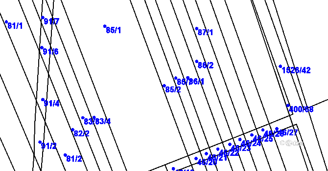 Parcela st. 85/2 v KÚ Lesonice u Moravského Krumlova, Katastrální mapa