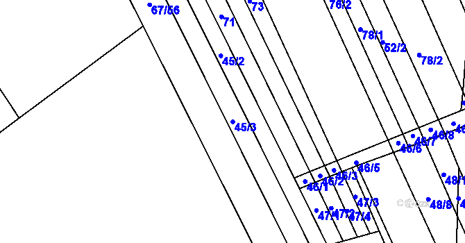 Parcela st. 45/3 v KÚ Lesonice u Moravského Krumlova, Katastrální mapa