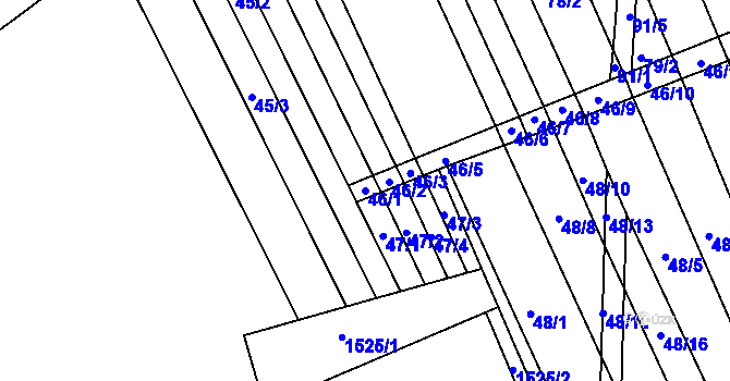Parcela st. 46/1 v KÚ Lesonice u Moravského Krumlova, Katastrální mapa