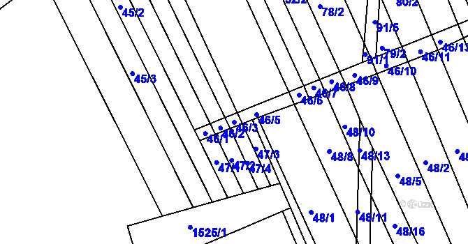 Parcela st. 46/3 v KÚ Lesonice u Moravského Krumlova, Katastrální mapa