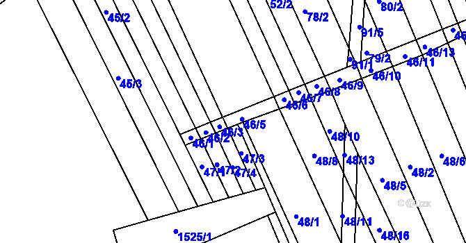 Parcela st. 46/4 v KÚ Lesonice u Moravského Krumlova, Katastrální mapa