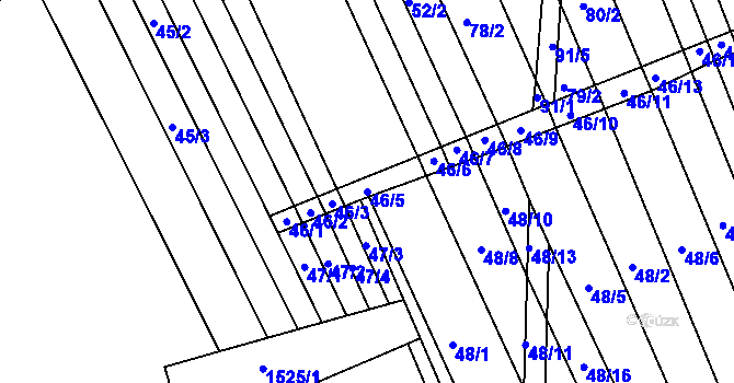 Parcela st. 46/5 v KÚ Lesonice u Moravského Krumlova, Katastrální mapa