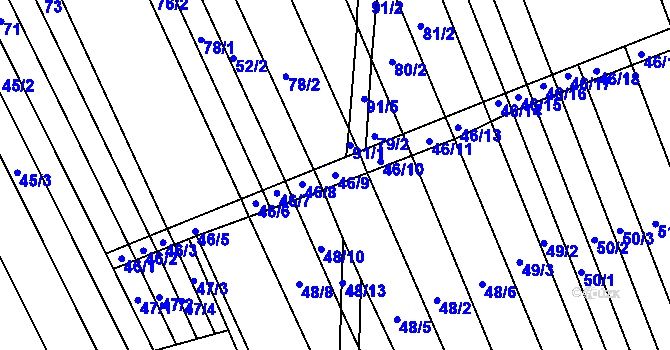 Parcela st. 46/9 v KÚ Lesonice u Moravského Krumlova, Katastrální mapa