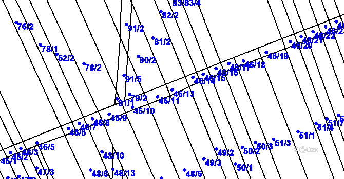 Parcela st. 46/13 v KÚ Lesonice u Moravského Krumlova, Katastrální mapa