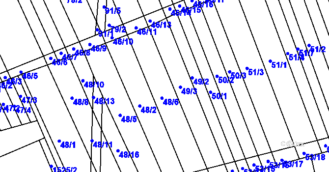 Parcela st. 49/1 v KÚ Lesonice u Moravského Krumlova, Katastrální mapa