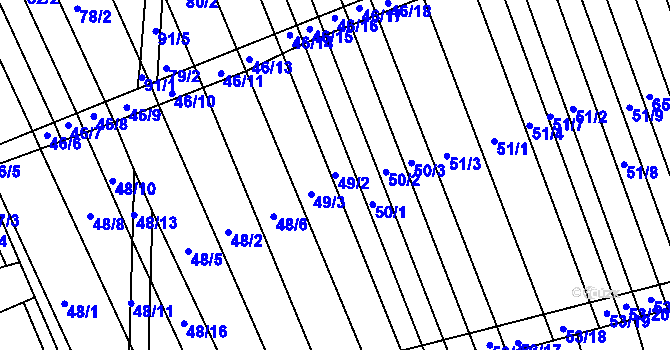 Parcela st. 49/2 v KÚ Lesonice u Moravského Krumlova, Katastrální mapa
