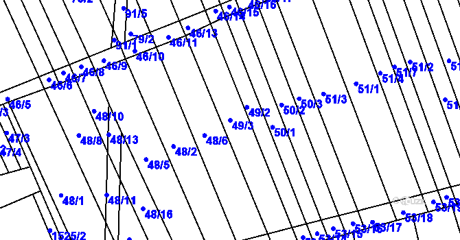 Parcela st. 49/3 v KÚ Lesonice u Moravského Krumlova, Katastrální mapa