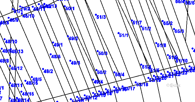 Parcela st. 50/3 v KÚ Lesonice u Moravského Krumlova, Katastrální mapa