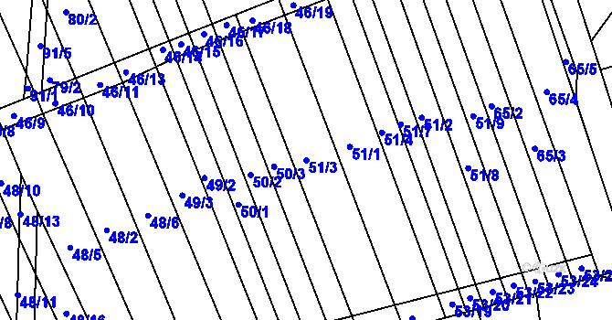 Parcela st. 51/3 v KÚ Lesonice u Moravského Krumlova, Katastrální mapa