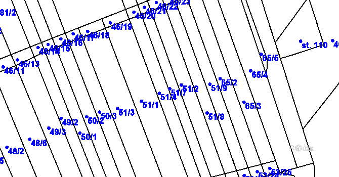 Parcela st. 51/7 v KÚ Lesonice u Moravského Krumlova, Katastrální mapa