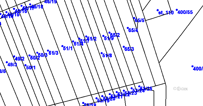Parcela st. 51/8 v KÚ Lesonice u Moravského Krumlova, Katastrální mapa
