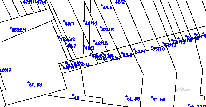 Parcela st. 53/6 v KÚ Lesonice u Moravského Krumlova, Katastrální mapa