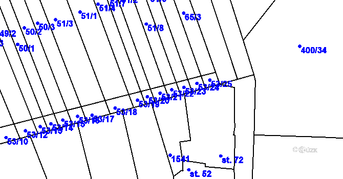 Parcela st. 53/22 v KÚ Lesonice u Moravského Krumlova, Katastrální mapa