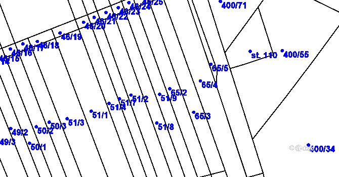 Parcela st. 65/2 v KÚ Lesonice u Moravského Krumlova, Katastrální mapa