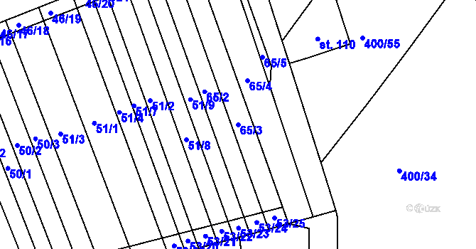 Parcela st. 65/3 v KÚ Lesonice u Moravského Krumlova, Katastrální mapa