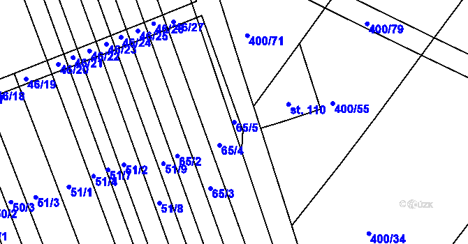 Parcela st. 65/5 v KÚ Lesonice u Moravského Krumlova, Katastrální mapa