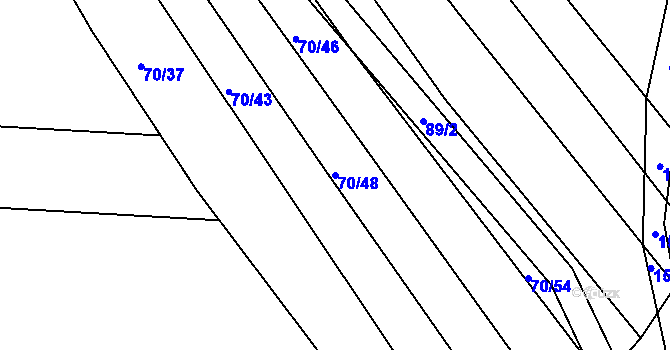 Parcela st. 70/48 v KÚ Lesonice u Moravského Krumlova, Katastrální mapa