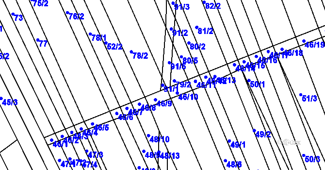 Parcela st. 91/1 v KÚ Lesonice u Moravského Krumlova, Katastrální mapa